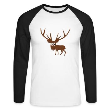 Hirsch - Unisex Baseballshirt langarm - Weiß/Schwarz - Vorne - Nik (191cm)
