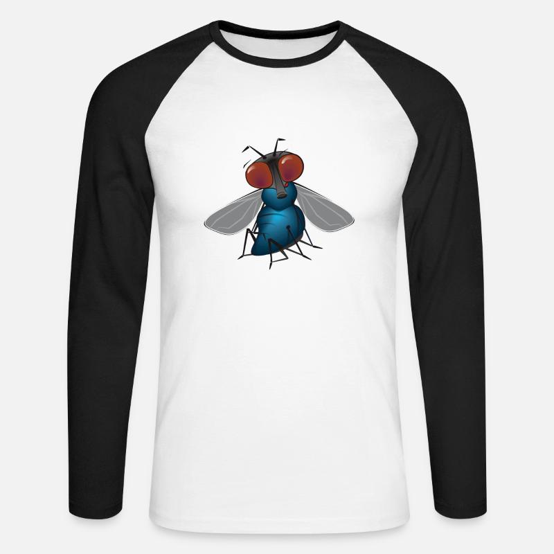 fliege - Unisex Baseballshirt langarm - Weiß/Schwarz