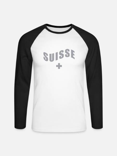 Schweiz - Suisse - Switzerland - Unisex Baseballshirt langarm - Weiß/Schwarz