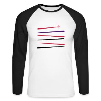 airplane - Unisex Baseballshirt langarm - Weiß/Schwarz - Vorne - Nik (191cm)