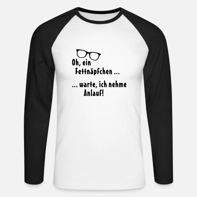 Fettnäpfchen - Unisex Baseballshirt langarm - Weiß/Schwarz