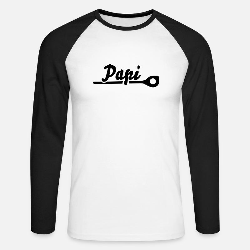 Papi - Unisex Baseballshirt langarm - Weiß/Schwarz