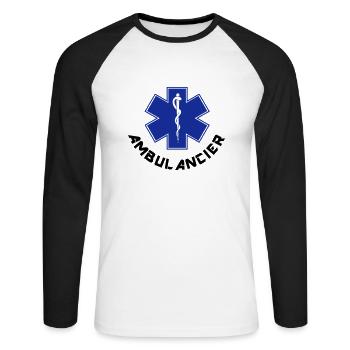 ambulancier logo 2 - Unisex Baseballshirt langarm - Weiß/Schwarz - Vorne - Nik (191cm)