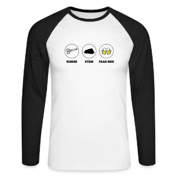 blockedName - Unisex Baseballshirt langarm - Weiß/Schwarz - Vorne - Nik (191cm)