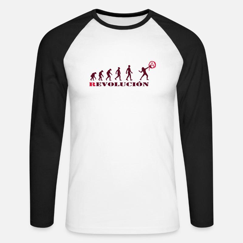 r-evolution, evolution, revolution, street art, - Unisex Baseballshirt langarm - Weiß/Schwarz