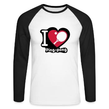 Liebe Herz Herzen Pingpong tennistable3 - Unisex Baseballshirt langarm - Weiß/Schwarz - Vorne - Nik (191cm)