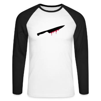 knives, swords, blood, injury, cut, splatter, cook - Unisex Long Sleeve Baseball T-Shirt - white/black - Front - Nik (191cm)