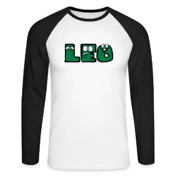 leo first name males child baby offspring pregnant - Unisex Long Sleeve Baseball T-Shirt - white/black - Front - Nik (191cm)