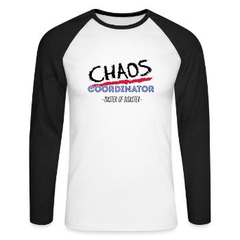Chaos Coordinator 3C - Unisex Baseballshirt langarm - Weiß/Schwarz - Vorne - Nik (191cm)