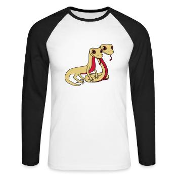 couple 2 amis équipe couples amour visage serpent - T-shirt baseball manches longues Homme - blanc/noir - Devant - Nik (191cm)