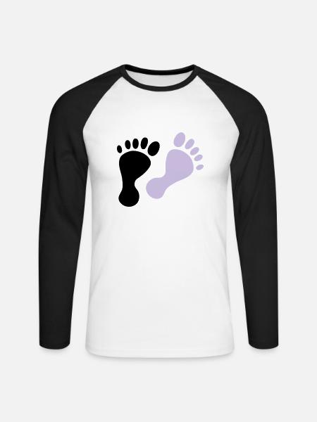 füße - Unisex Baseballshirt langarm - Weiß/Schwarz