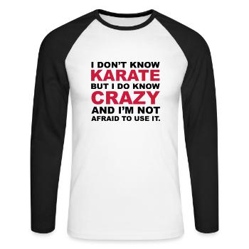 Crazy - Unisex Long Sleeve Baseball T-Shirt - white/black - Front - Nik (191cm)