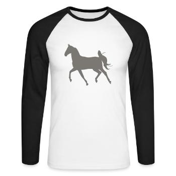 Pferd - Unisex Baseballshirt langarm - Weiß/Schwarz - Vorne - Nik (191cm)