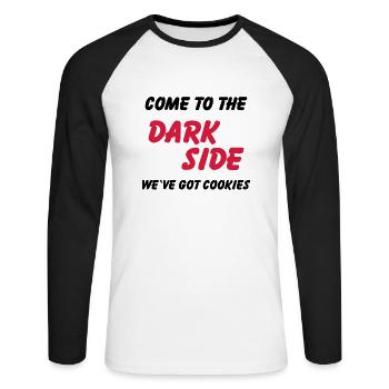 Come to the dark side...we've got cookies - T-shirt baseball manches longues Homme - blanc/noir - Devant - Nik (191cm)