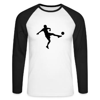 Foot - T-shirt baseball manches longues Homme - blanc/noir - Devant - Nik (191cm)