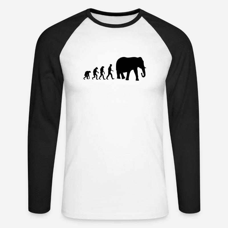 elefant evolution - Unisex Baseballshirt langarm - Weiß/Schwarz