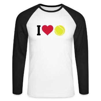 I love tennis j'aime le tennis - T-shirt baseball manches longues Homme - blanc/noir - Devant - Nik (191cm)