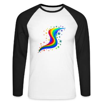 Arc-en-ciel avec étoiles - Rainbow with stars - T-shirt baseball manches longues Homme - blanc/noir - Devant - Nik (191cm)