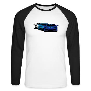 Course de voiture de sport de voiture art - T-shirt baseball manches longues Homme - blanc/noir - Devant - Nik (191cm)