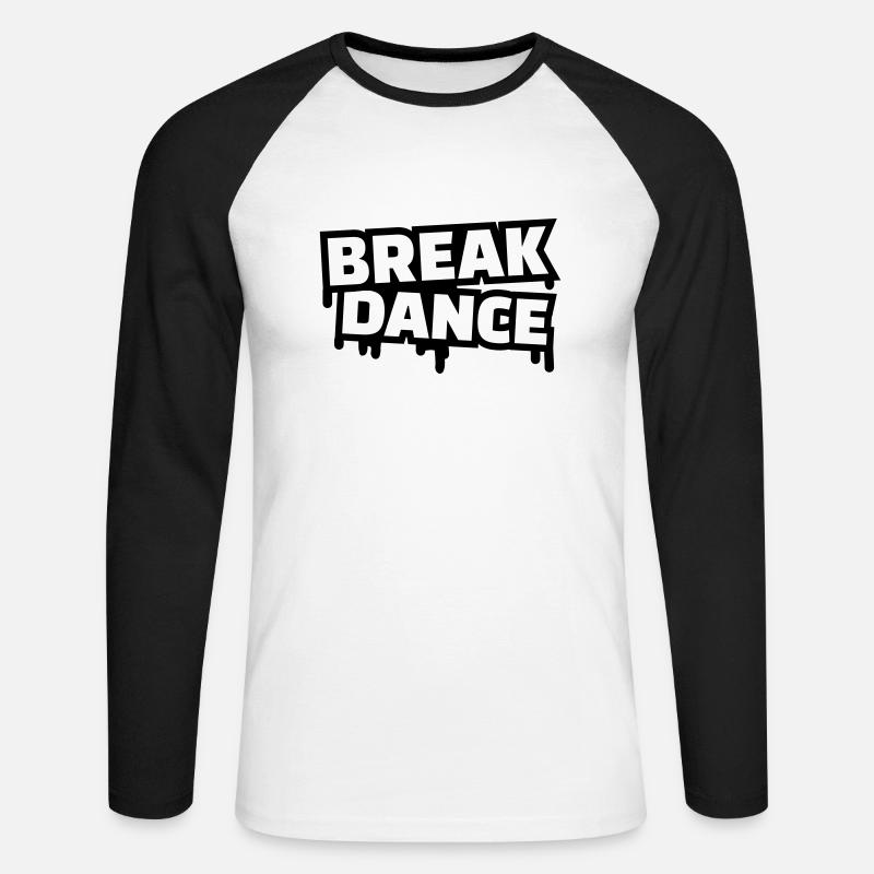 Breakdance - Unisex Baseballshirt langarm - Weiß/Schwarz