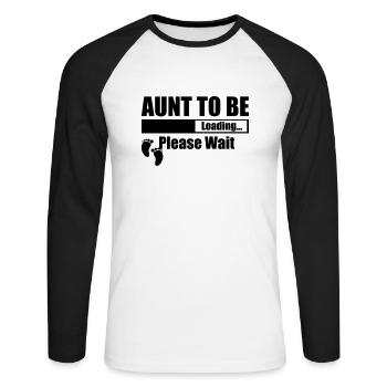 Aunt To Be Loading Please Wait - Unisex Long Sleeve Baseball T-Shirt - white/black - Front - Nik (191cm)