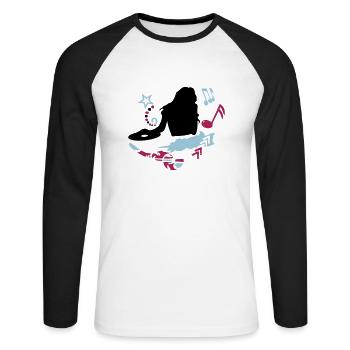 female DJ - Unisex Long Sleeve Baseball T-Shirt - white/black - Front - Nik (191cm)