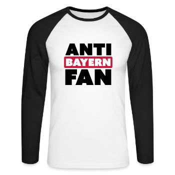 ANTI BAYERN FAN - Unisex Baseballshirt langarm - Weiß/Schwarz - Vorne - Nik (191cm)