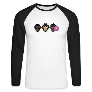 Three Monkey's - Unisex Long Sleeve Baseball T-Shirt - white/black - Front - Nik (191cm)