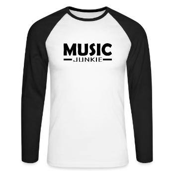Rock and Roll Rock Music - Unisex Baseballshirt langarm - Weiß/Schwarz - Vorne - Nik (191cm)