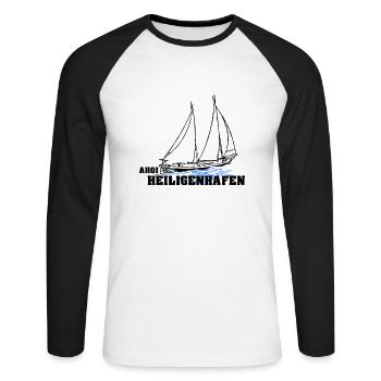 Segelboot Heiligenhafen - Unisex Baseballshirt langarm - Weiß/Schwarz - Vorne - Nik (191cm)