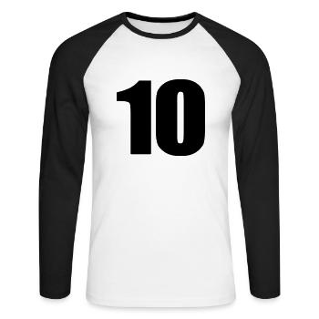 10 - T-shirt baseball manches longues Homme - blanc/noir - Devant - Nik (191cm)