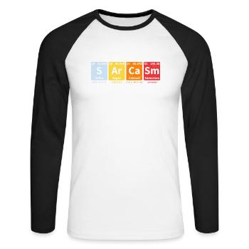 Sarcasm Elements of Humor Chemistry Chemist Saying - Unisex Long Sleeve Baseball T-Shirt - white/black - Front - Nik (191cm)