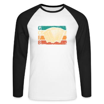 Retro Steirische Harmonika GCFB, Quetschn - Unisex Baseballshirt langarm - Weiß/Schwarz - Vorne - Nik (191cm)