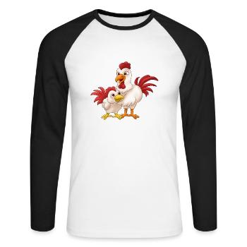 Chicken farmer family - Unisex Long Sleeve Baseball T-Shirt - white/black - Front - Nik (191cm)