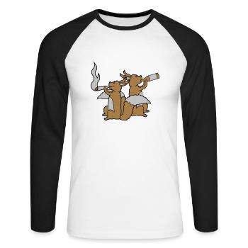 2 Écureuils de fête - T-shirt baseball manches longues Homme - blanc/noir - Devant - Nik (191cm)