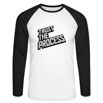 trust the process Quote - Unisex Long Sleeve Baseball T-Shirt - white/black - Front - Nik (191cm)
