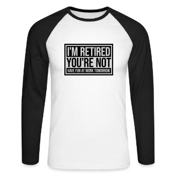 have fun at work - Unisex Long Sleeve Baseball T-Shirt - white/black - Front - Nik (191cm)