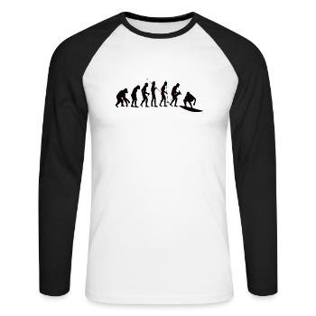 Surfeur Moniteur de surf Surfing Planche de surf - T-shirt baseball manches longues Homme - blanc/noir - Devant - Nik (191cm)