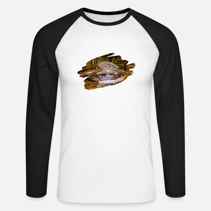 Wassertropfen - Unisex Baseballshirt langarm - Weiß/Schwarz
