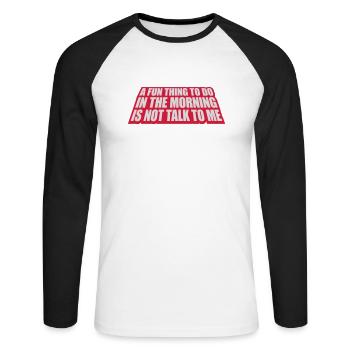 ne me parle pas - T-shirt baseball manches longues Homme - blanc/noir - Devant - Nik (191cm)