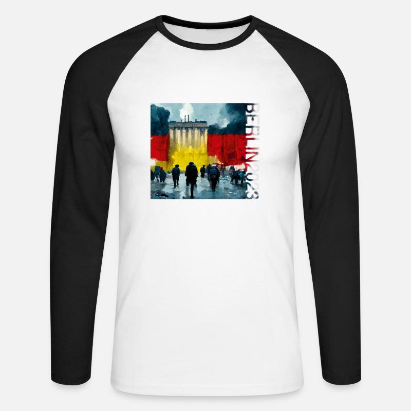 Berlins neue Mitte 192 - Unisex Baseballshirt langarm - Weiß/Schwarz