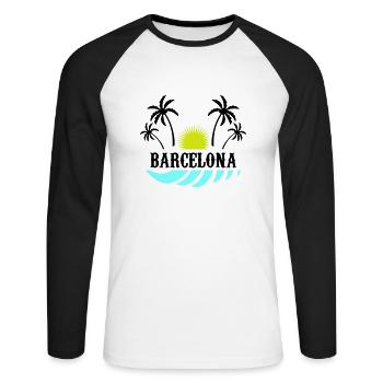 Barcelona - Unisex Long Sleeve Baseball T-Shirt - white/black - Front - Nik (191cm)