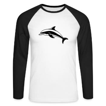 Petit Dauphin - T-shirt baseball manches longues Homme - blanc/noir - Devant - Nik (191cm)