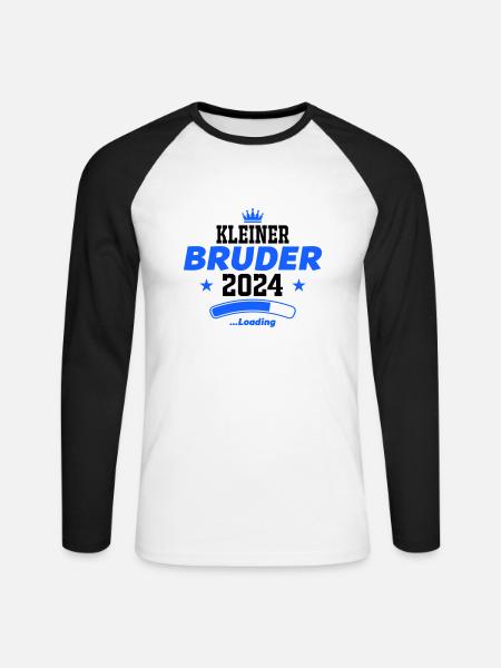 kleiner bruder 2024 - Unisex Baseballshirt langarm - Weiß/Schwarz