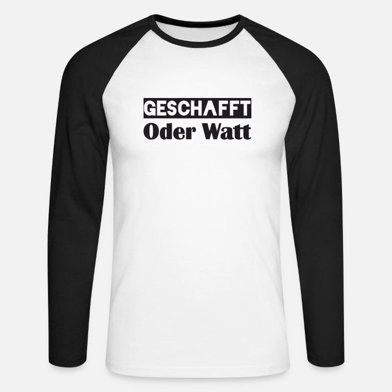 Motivation GESCHAFFT Oder Watt - Unisex Baseballshirt langarm - Weiß/Schwarz
