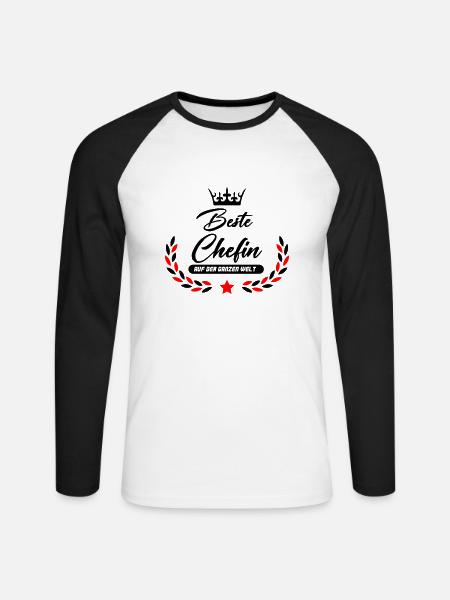beste chefin der welt 02 - Unisex Baseballshirt langarm - Weiß/Schwarz