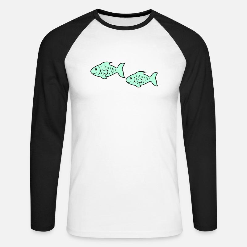 fish2 - Unisex Baseballshirt langarm - Weiß/Schwarz