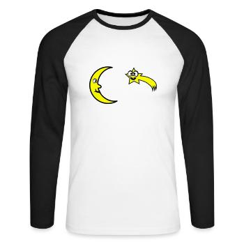 Mond und Sterne - Unisex Baseballshirt langarm - Weiß/Schwarz - Vorne - Nik (191cm)