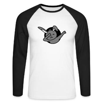 Bunny Dabbing Dab Dance Pose Dancing Hole Party Fun - Unisex Long Sleeve Baseball T-Shirt - white/black - Front - Nik (191cm)