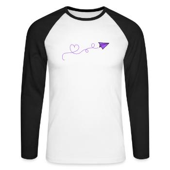 Coeur d’avion en papier - T-shirt baseball manches longues Homme - blanc/noir - Devant - Nik (191cm)